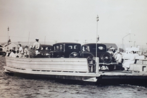 The Commodore, circa 1933, one of the earliest versions of the Balboa Island Ferry that carried vehicles. Photo courtesy Seymour Beek